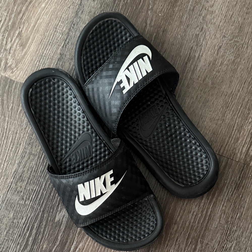 Nike Black and White Slide Sandals